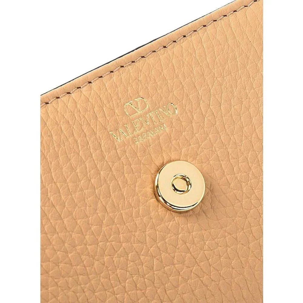 Valentino Garavani V Logo Card Case in Cappuccino Womens Leather Wallet
